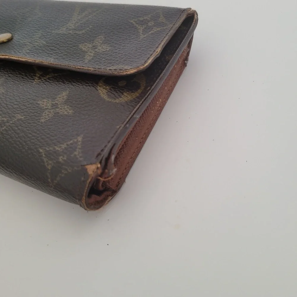 Louis Vuitton Monogram‎ Canvas Long Wallet Brown Leather France TH0064 Fair